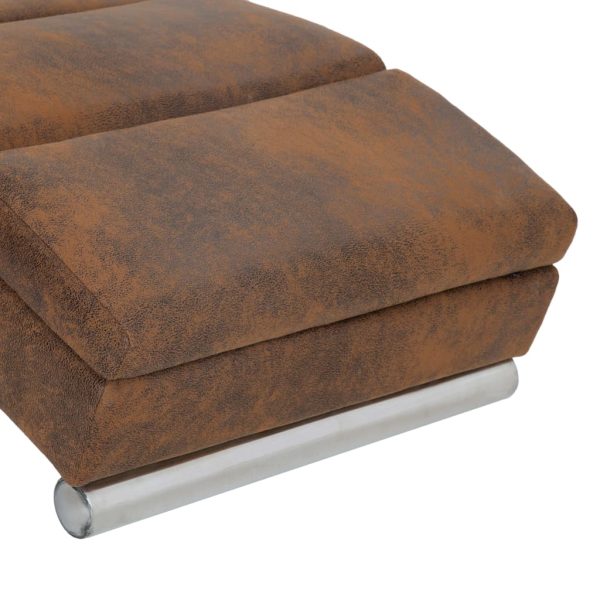 Chaise longue camurça artificial castanho - Image 6
