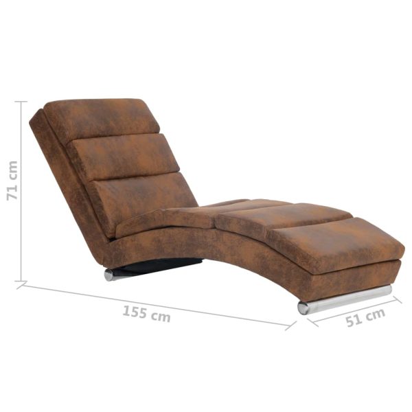Chaise longue camurça artificial castanho - Image 8