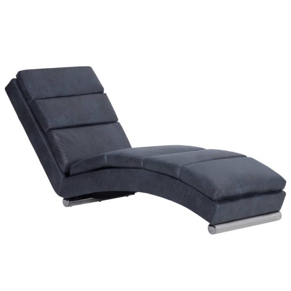 Chaise longue camurça artificial cinzento - Image 2