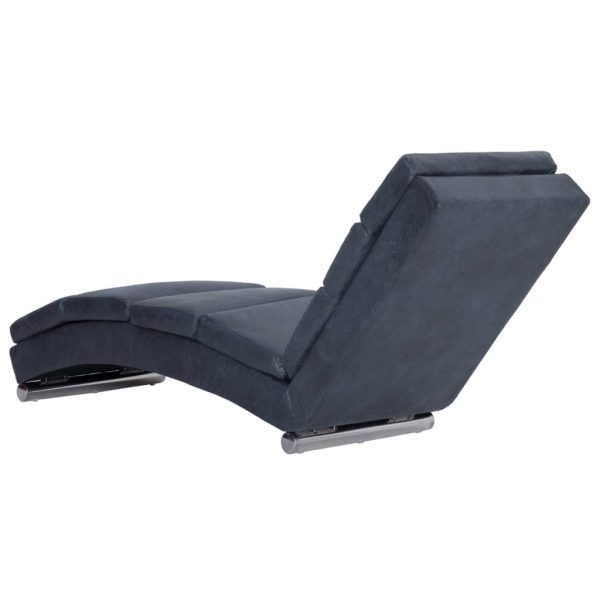 Chaise longue camurça artificial cinzento - Image 4