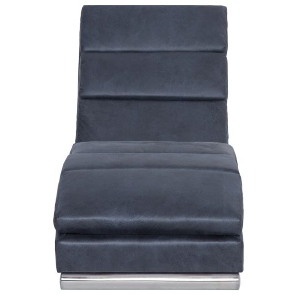 Chaise longue camurça artificial cinzento - Image 5