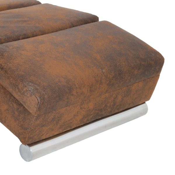 Chaise longue de massagens camurça artificial castanho - Image 6