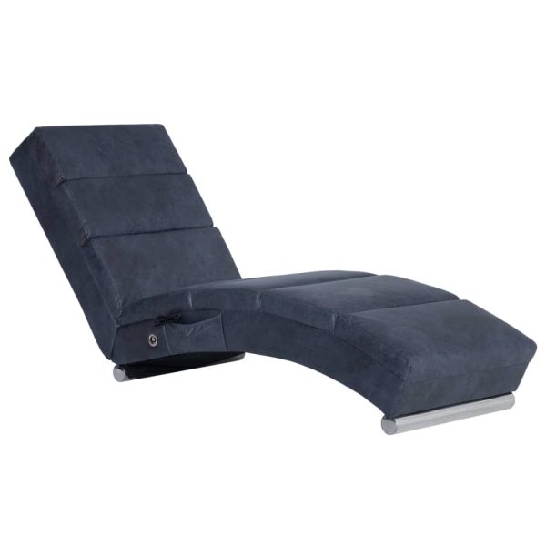 Chaise longue de massagens camurça artificial cinzento - Image 2