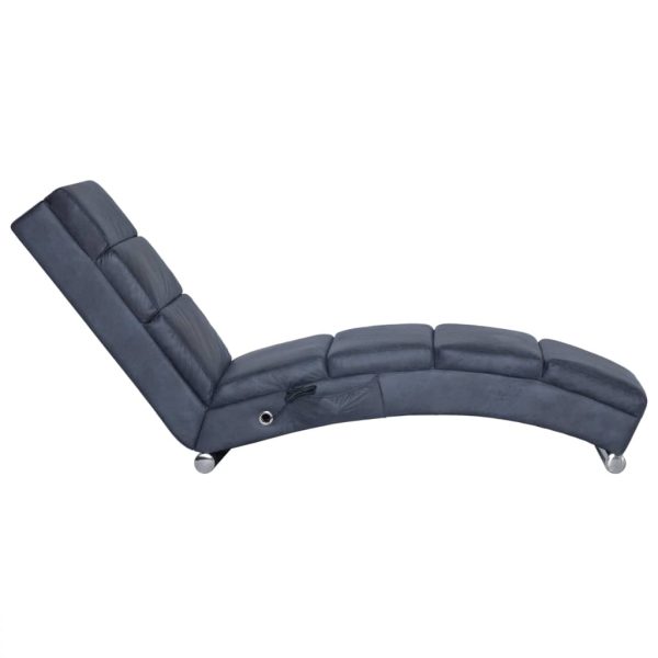 Chaise longue de massagens camurça artificial cinzento - Image 3