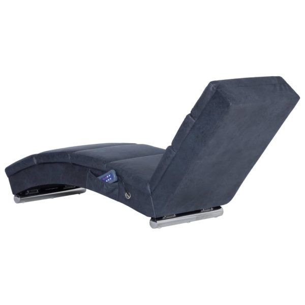 Chaise longue de massagens camurça artificial cinzento - Image 4