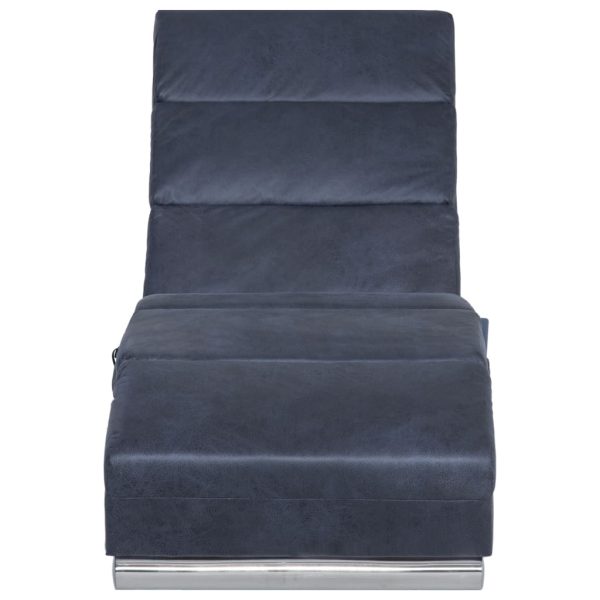 Chaise longue de massagens camurça artificial cinzento - Image 5