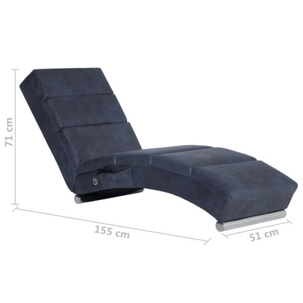 Chaise longue de massagens camurça artificial cinzento - Image 10