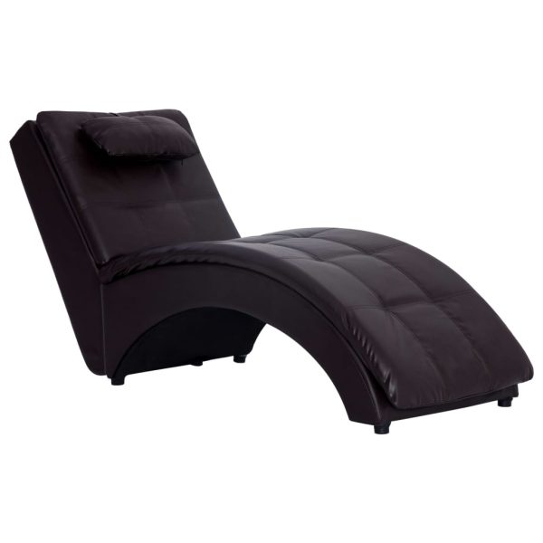 Chaise longue com almofada couro artificial castanho - Image 2