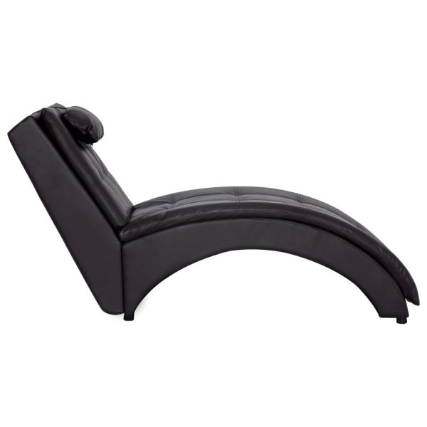 Chaise longue com almofada couro artificial castanho - Image 3