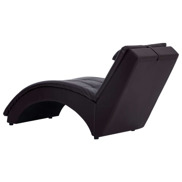 Chaise longue com almofada couro artificial castanho - Image 4