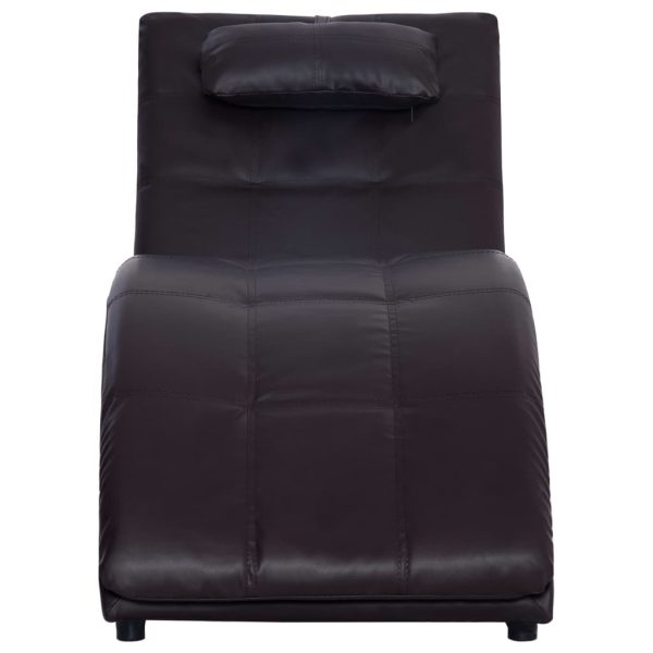 Chaise longue com almofada couro artificial castanho - Image 5