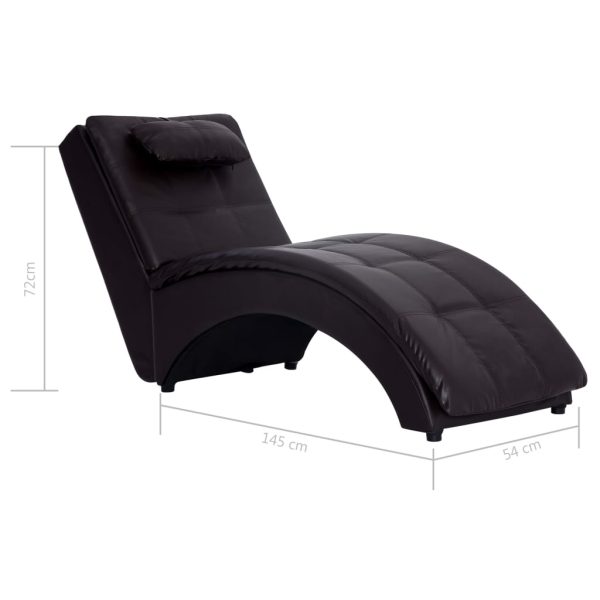 Chaise longue com almofada couro artificial castanho - Image 9