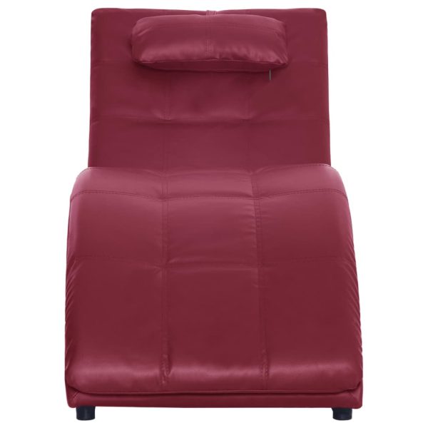 Chaise longue com almofada couro artificial vermelho tinto - Image 5