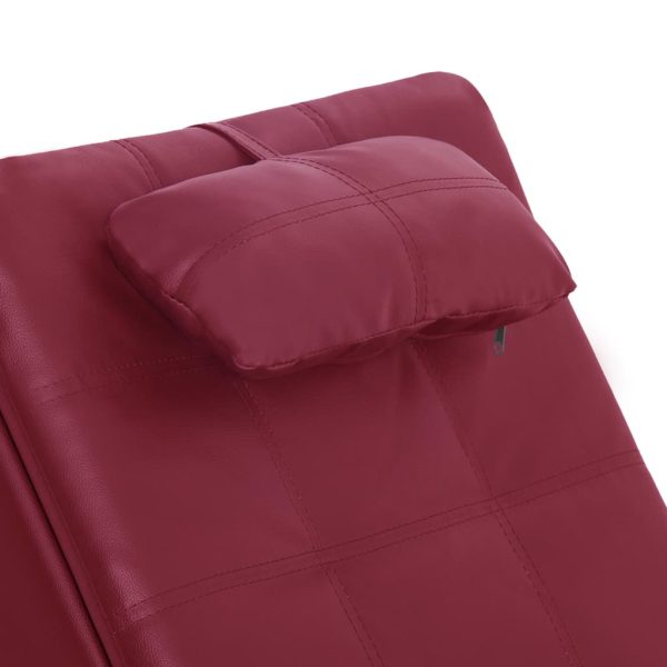 Chaise longue com almofada couro artificial vermelho tinto - Image 6