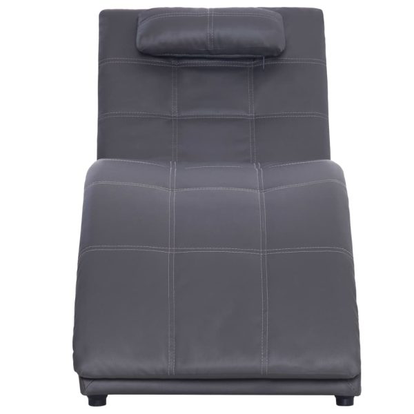 Chaise longue com almofada couro artificial cinzento - Image 5