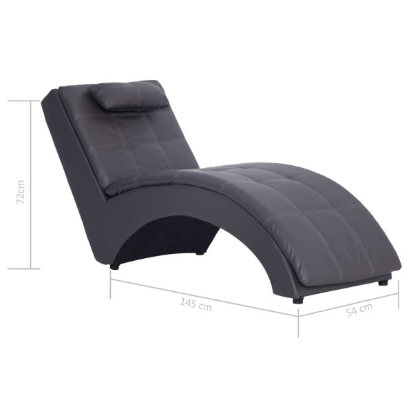 Chaise longue com almofada couro artificial cinzento - Image 9