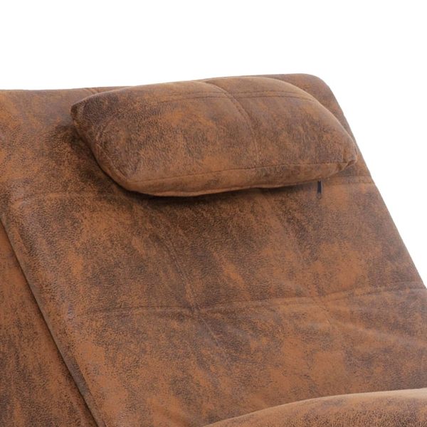 Chaise longue com almofada camurça artificial castanho - Image 6