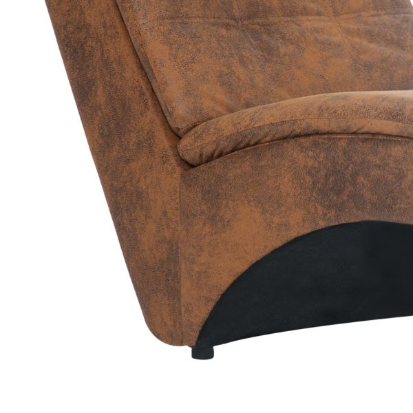 Chaise longue com almofada camurça artificial castanho - Image 7