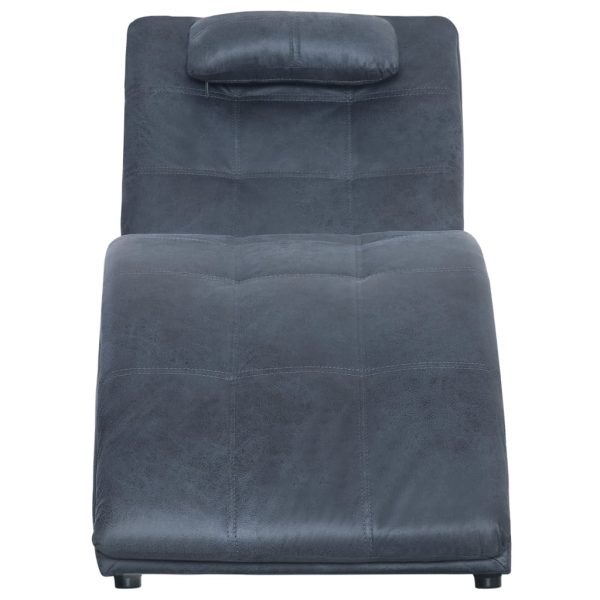Chaise longue com almofada camurça artificial cinzento - Image 5