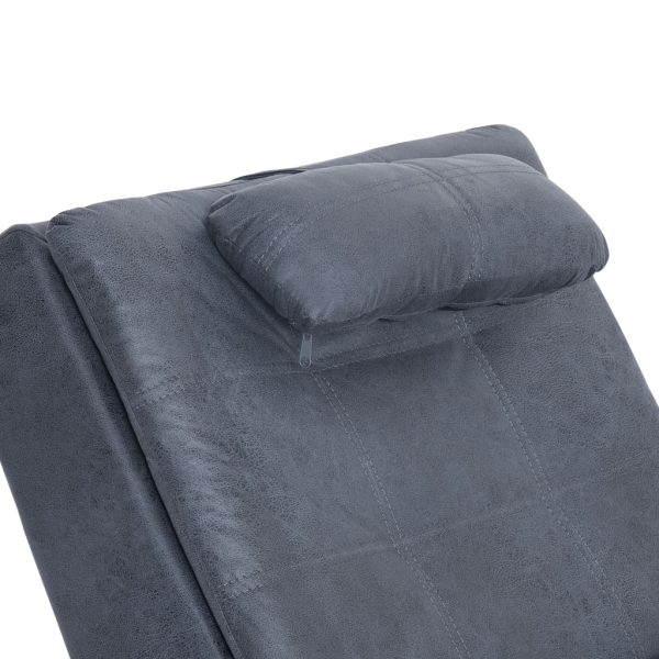 Chaise longue com almofada camurça artificial cinzento - Image 6