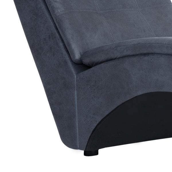 Chaise longue com almofada camurça artificial cinzento - Image 7