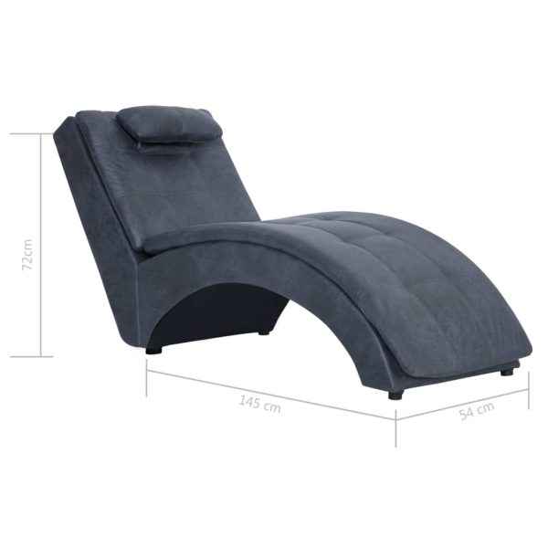 Chaise longue com almofada camurça artificial cinzento - Image 9