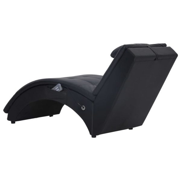 Chaise longue de massagem c/ almofada couro artificial preto - Image 4