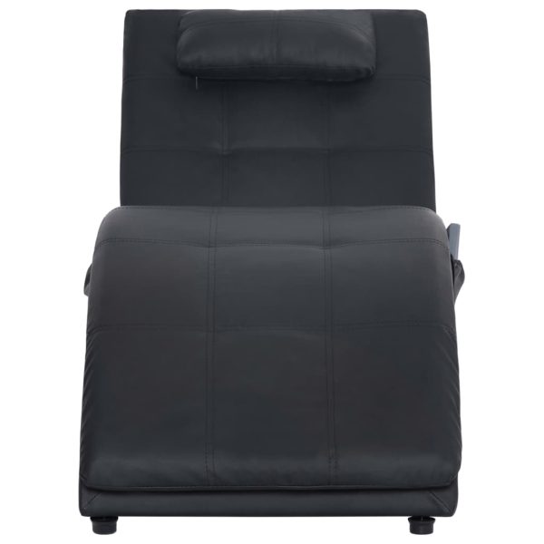 Chaise longue de massagem c/ almofada couro artificial preto - Image 5