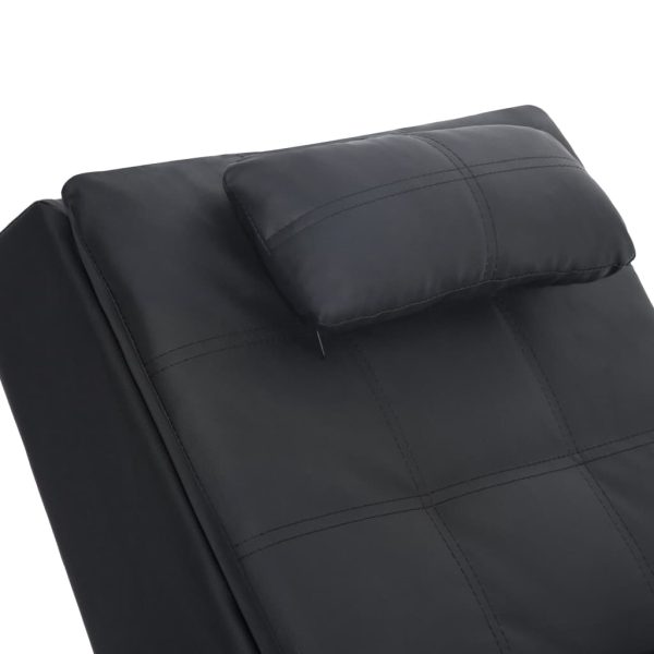 Chaise longue de massagem c/ almofada couro artificial preto - Image 6