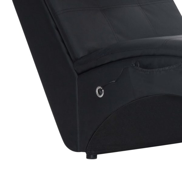 Chaise longue de massagem c/ almofada couro artificial preto - Image 7