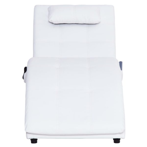 Chaise longue de massagem c/ almofada couro artificial branco - Image 5