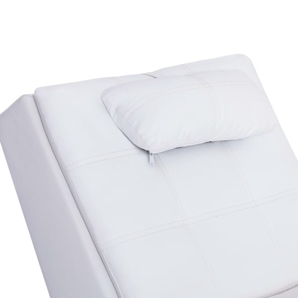 Chaise longue de massagem c/ almofada couro artificial branco - Image 6
