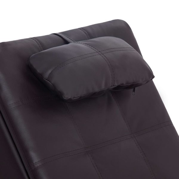 Chaise longue de massagem c/ almofada couro artificial castanho - Image 6