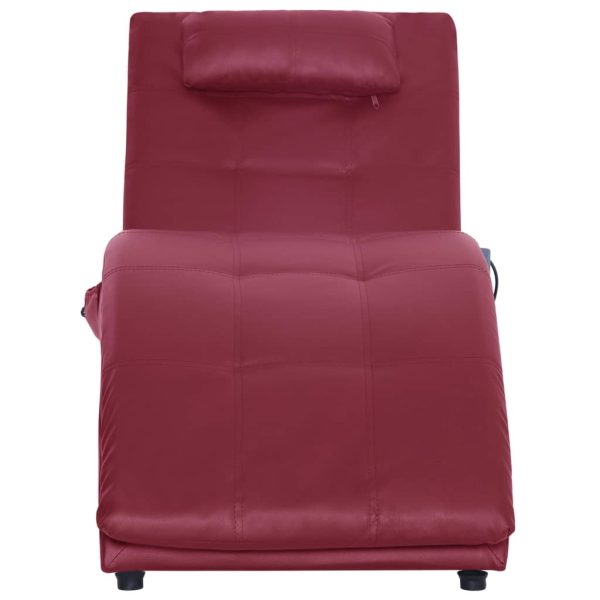 Chaise longue massagem c/ almofada couro artif. vermelho tinto - Image 5