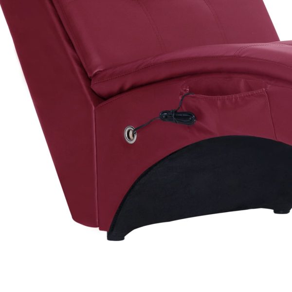 Chaise longue massagem c/ almofada couro artif. vermelho tinto - Image 7