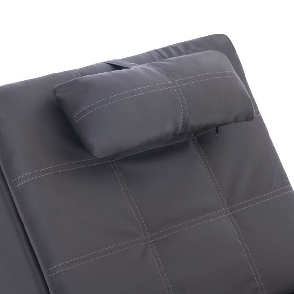 Chaise longue de massagem c/ almofada couro artificial cinzento - Image 6