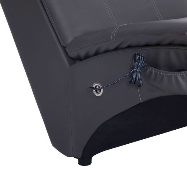 Chaise longue de massagem c/ almofada couro artificial cinzento - Image 7
