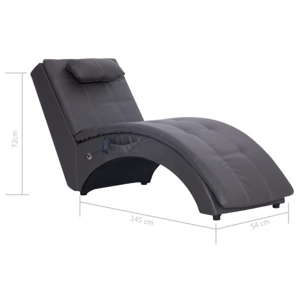 Chaise longue de massagem c/ almofada couro artificial cinzento - Image 10