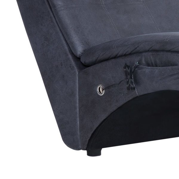 Chaise longue de massagem c/ almofada camurça artif. cinzento - Image 7
