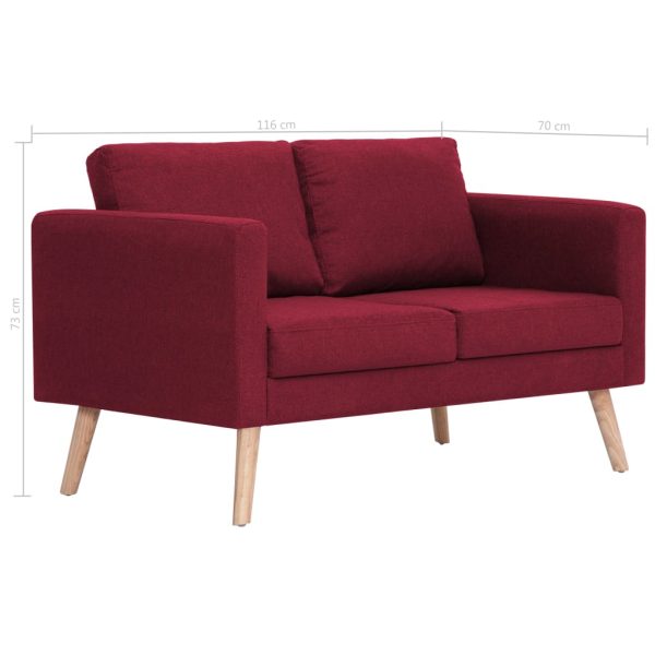 Sofá de 2 lugares em tecido vermelho tinto - Image 8