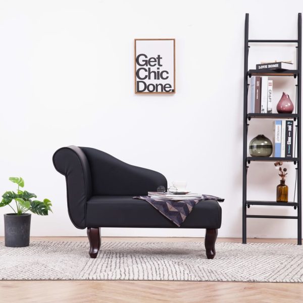 Chaise longue couro artificial preto