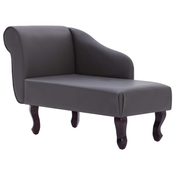 Chaise longue couro artificial cinzento - Image 2