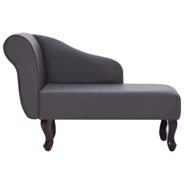 Chaise longue couro artificial cinzento - Image 3