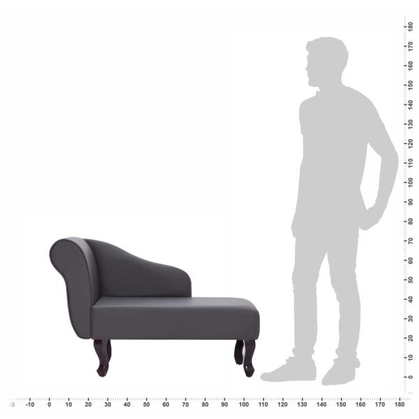 Chaise longue couro artificial cinzento - Image 9