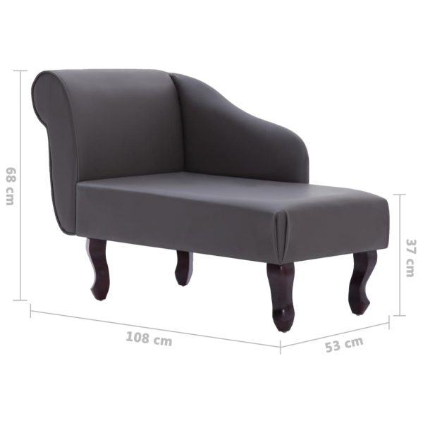 Chaise longue couro artificial cinzento - Image 10