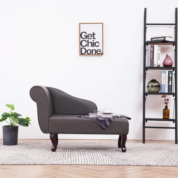 Chaise longue couro artificial cinzento