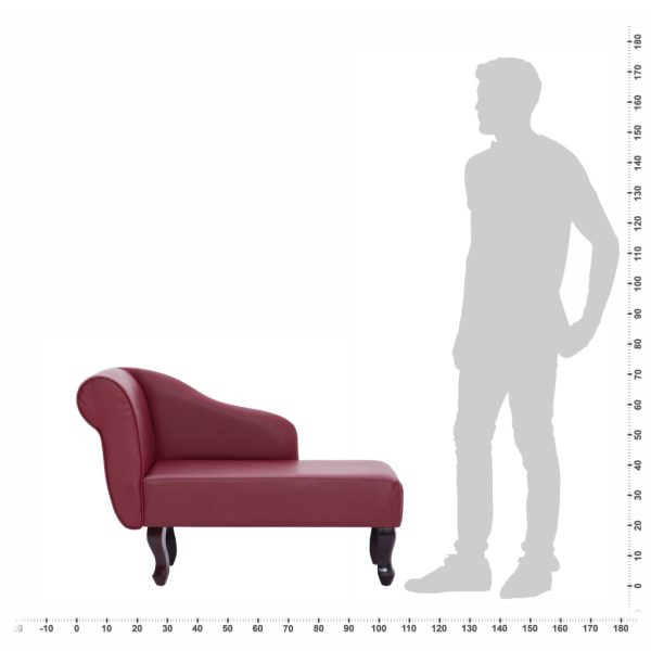 Chaise longue couro artificial vermelho tinto - Image 9