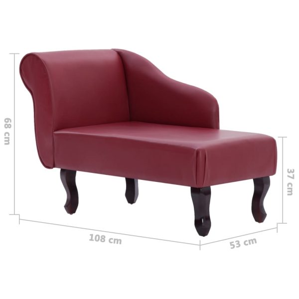 Chaise longue couro artificial vermelho tinto - Image 10