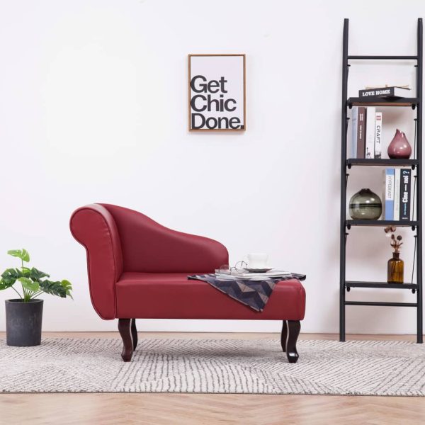 Chaise longue couro artificial vermelho tinto