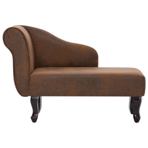 Chaise longue camurça artificial castanho - Image 3